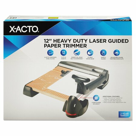 X-Acto 12-Sheet Laser Guillotine Trimmer, Wood Base, 12" x 12" 26642LMR